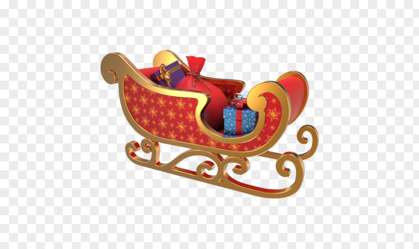 Santa Claus Sled 3D Computer Graphics Template PNG