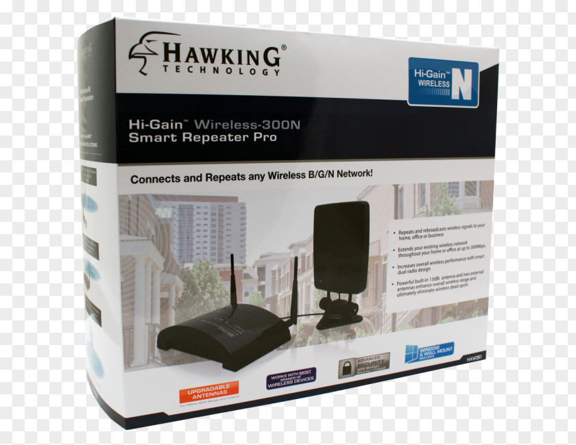 Technology Hawking HAW2R1 Hi-Gain Wireless 300N Smart Repeater Pro Router HAW2DR Wi-Fi PNG