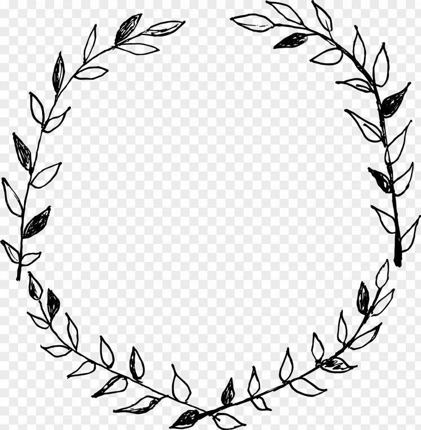 Black Dandelion Laurel Wreath Drawing Clip Art PNG