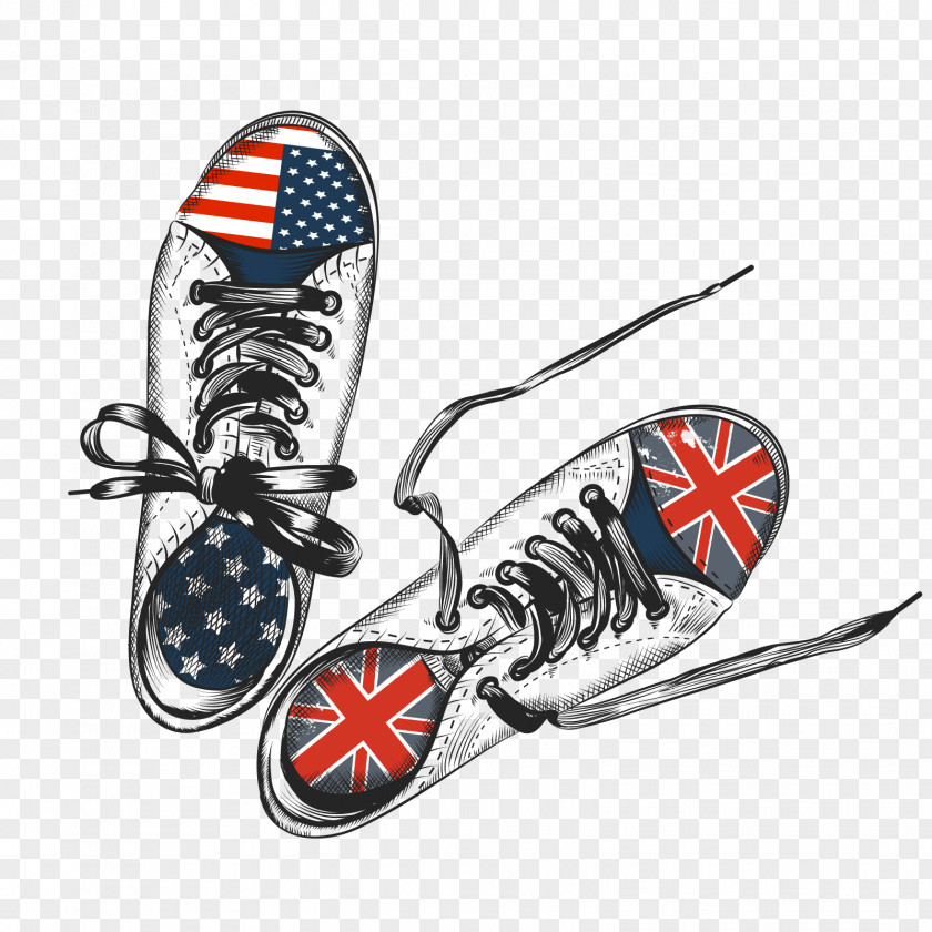 Vector A Pair Of Shoes Paper Sneakers Adhesive Partition Wall Wallpaper PNG