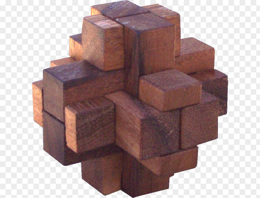 Wood Burr Puzzle Riddle Cube PNG