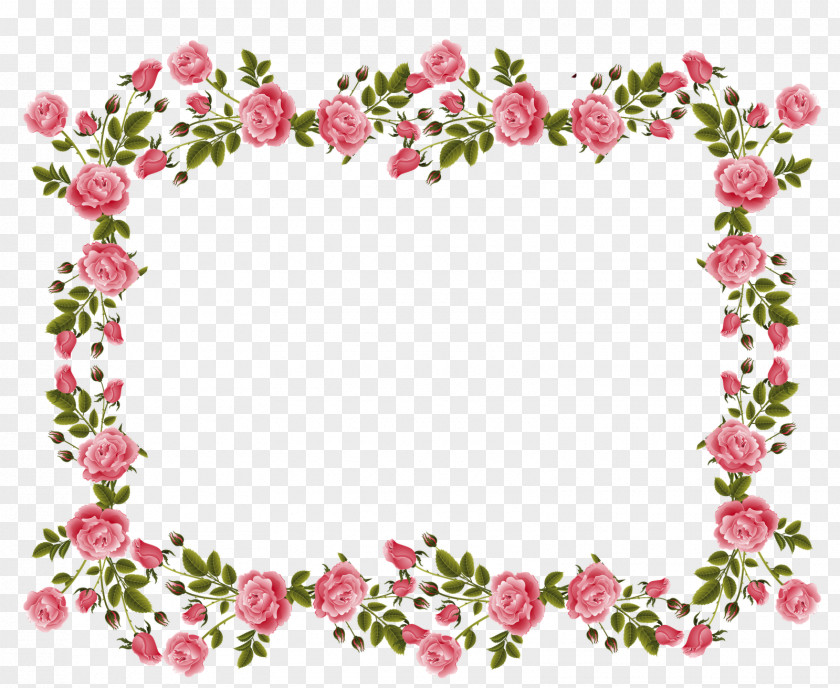 Flower Border Rose Picture Frames Pink Flowers Clip Art PNG