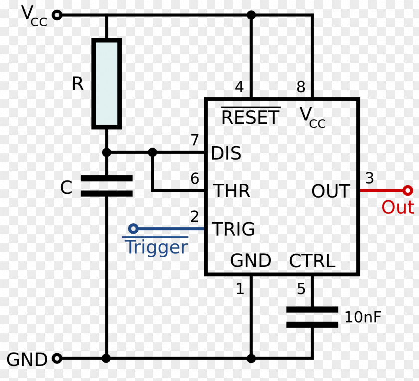 555 Timer IC Integrated Circuits & Chips Astabil Multivibrator PNG