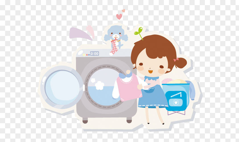 Cartoon Laundry Washing Machine PNG