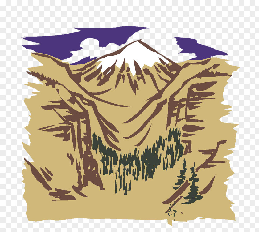 Cartoon Mountain View Painting Illustration PNG