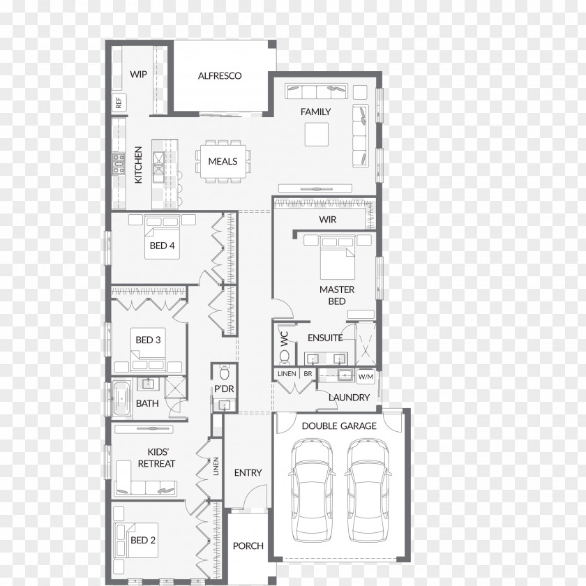 Line Floor Plan Furniture Angle PNG