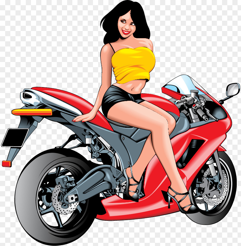 Vector Beautiful Hand-painted Motorcycle Custom Clip Art PNG