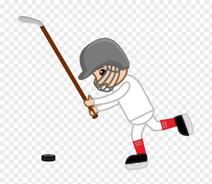 Cartoon Ice Hockey Player Puck Illustration PNG