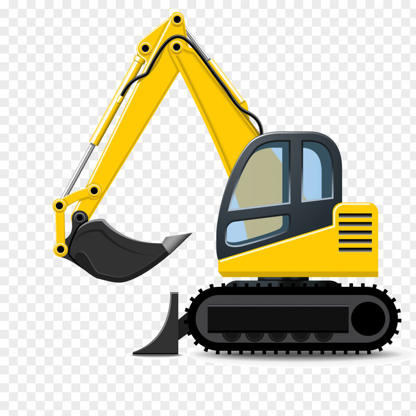 Vector Cartoon Excavator Heavy Equipment Backhoe Clip Art PNG