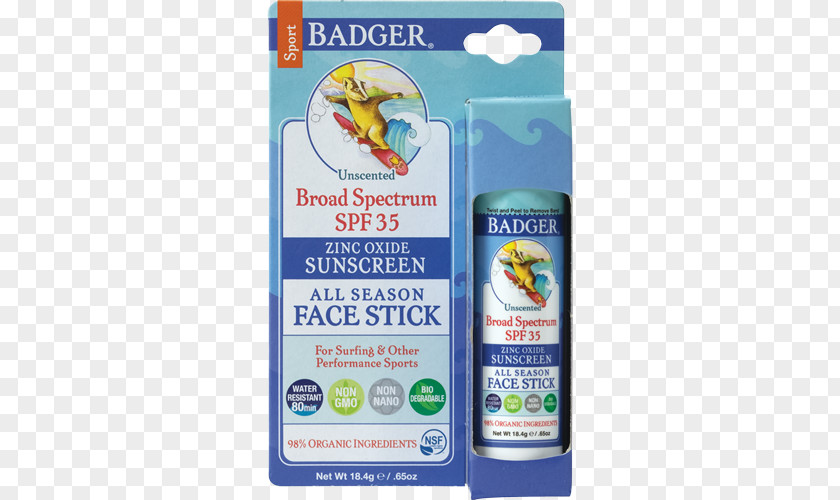 Face Sunscreen Lip Balm Factor De Protección Solar Badger PNG
