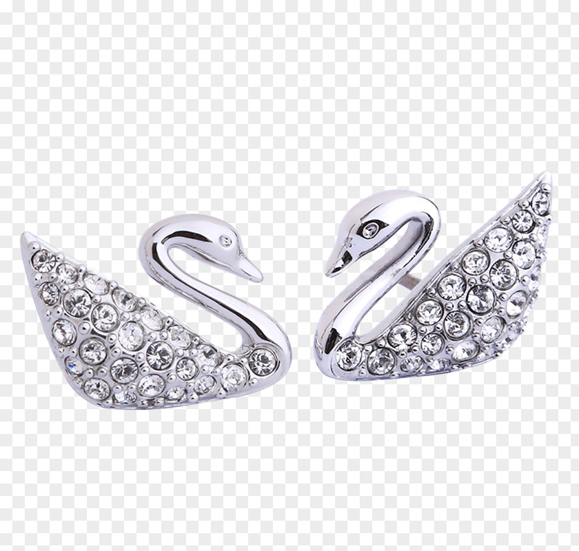 Rhinestone,Diamond Silver Swan Earring Cygnini Swarovski AG Rhinestone Diamond PNG