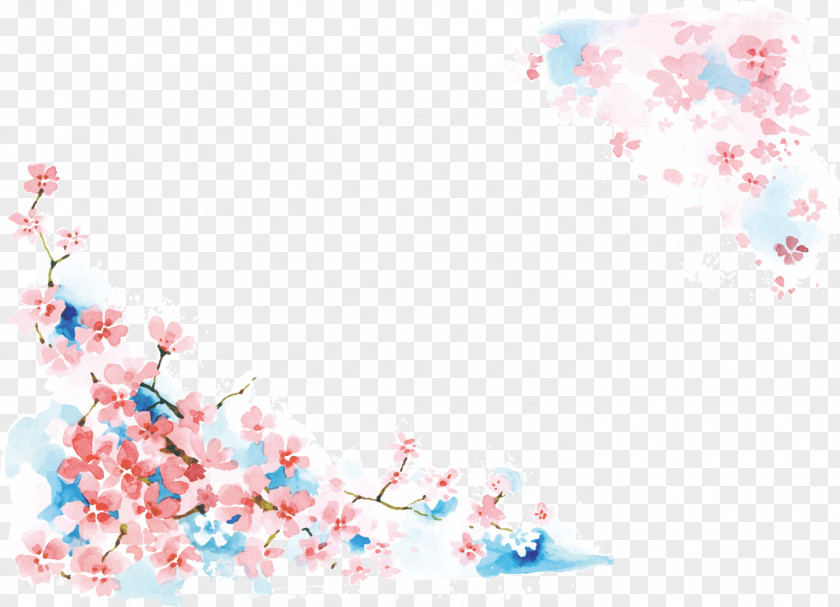 Watercolor Cherry Blossom Painting PNG