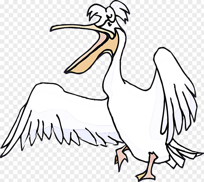 Bird Beak Pelican White Line Art PNG