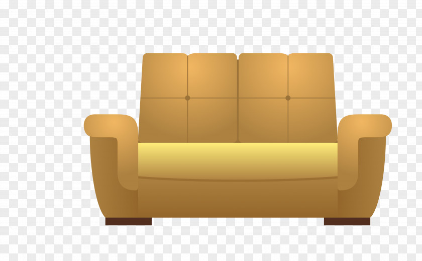 Vector Yellow Double Sofa Table Bed Couch Chair PNG
