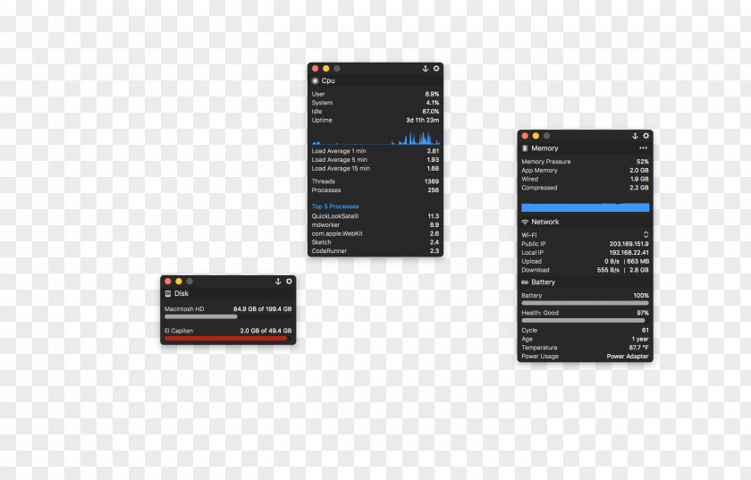 Menu Screenshot System Monitor Bar PNG