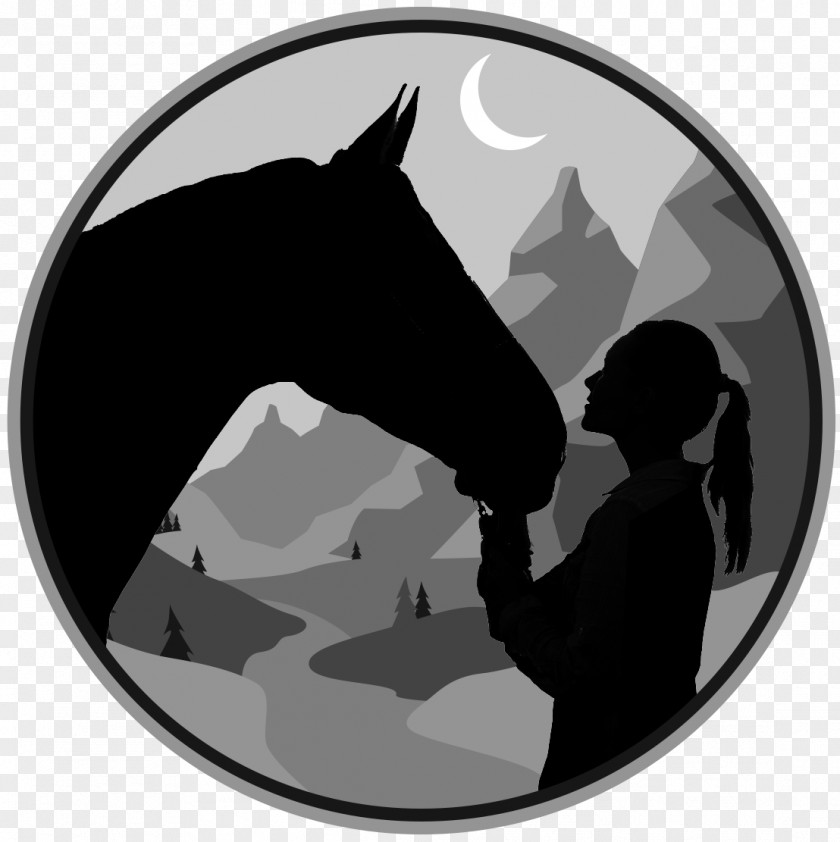 Mountains And River Horse Ranch Stable Silhouette Logo PNG