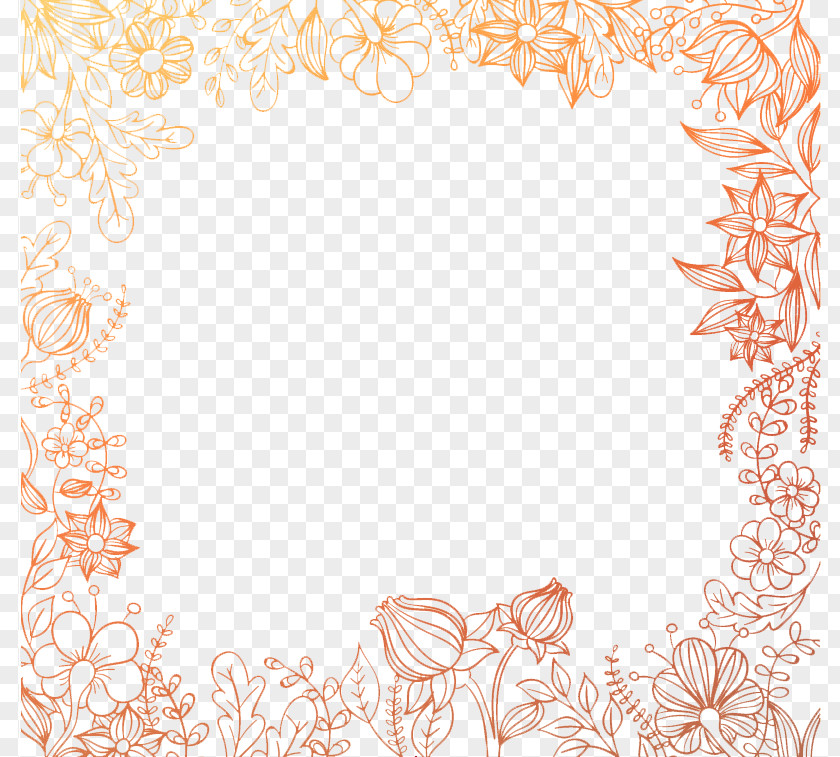 Painted Floral Border Background Vector Material Placemat Area Pattern PNG