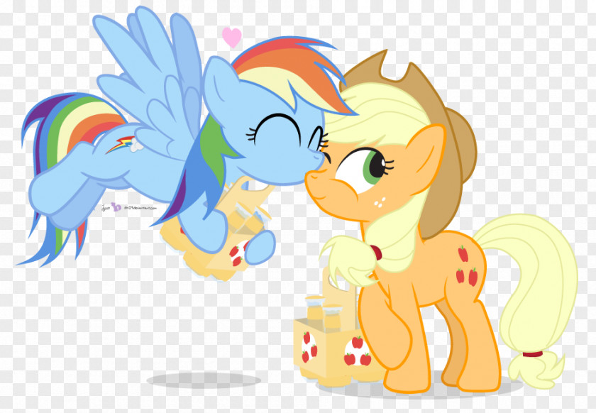 Friends Giving Pony Applejack Rainbow Dash Horse Kiss PNG