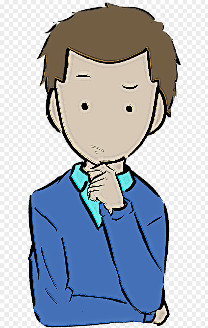 Cartoon Male Cheek Line Gesture PNG