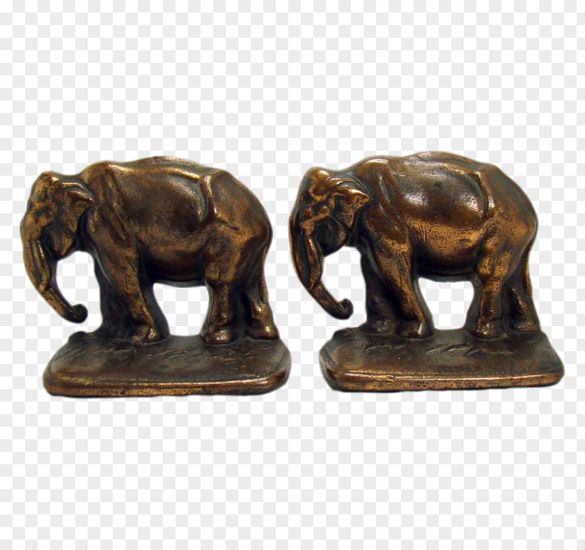 Continental Decoration Bookend African Elephant Bronze Marble PNG
