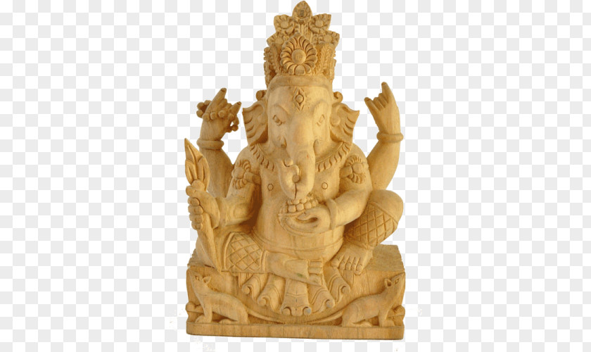Ganesha Statue Sculpture Wood Stone Carving Figurine PNG