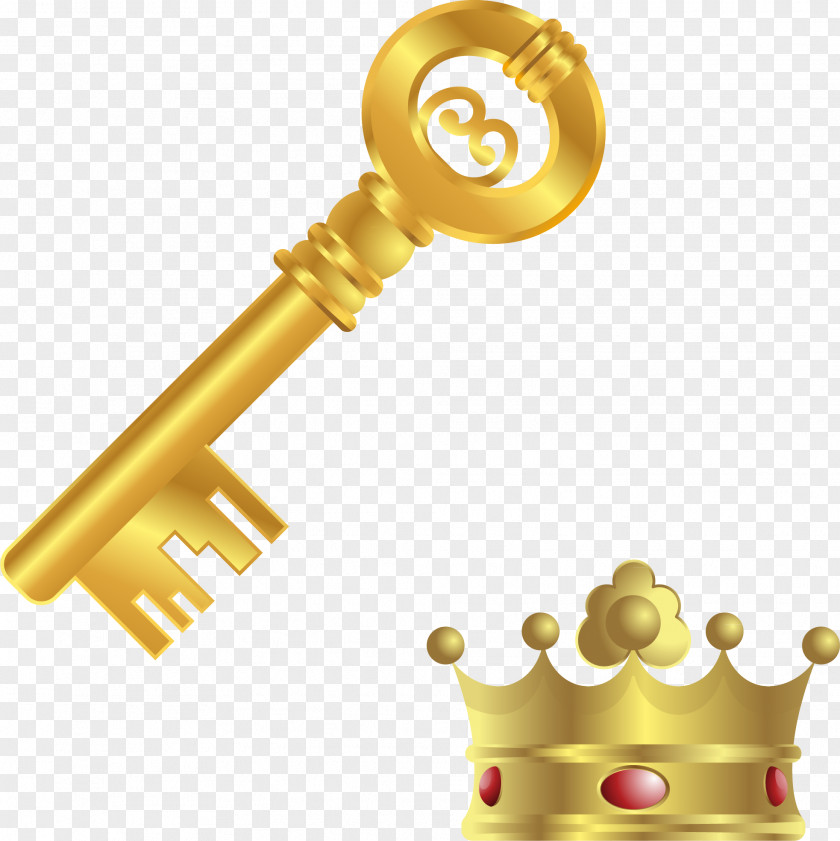 Vector Gold Crown Key Icon PNG