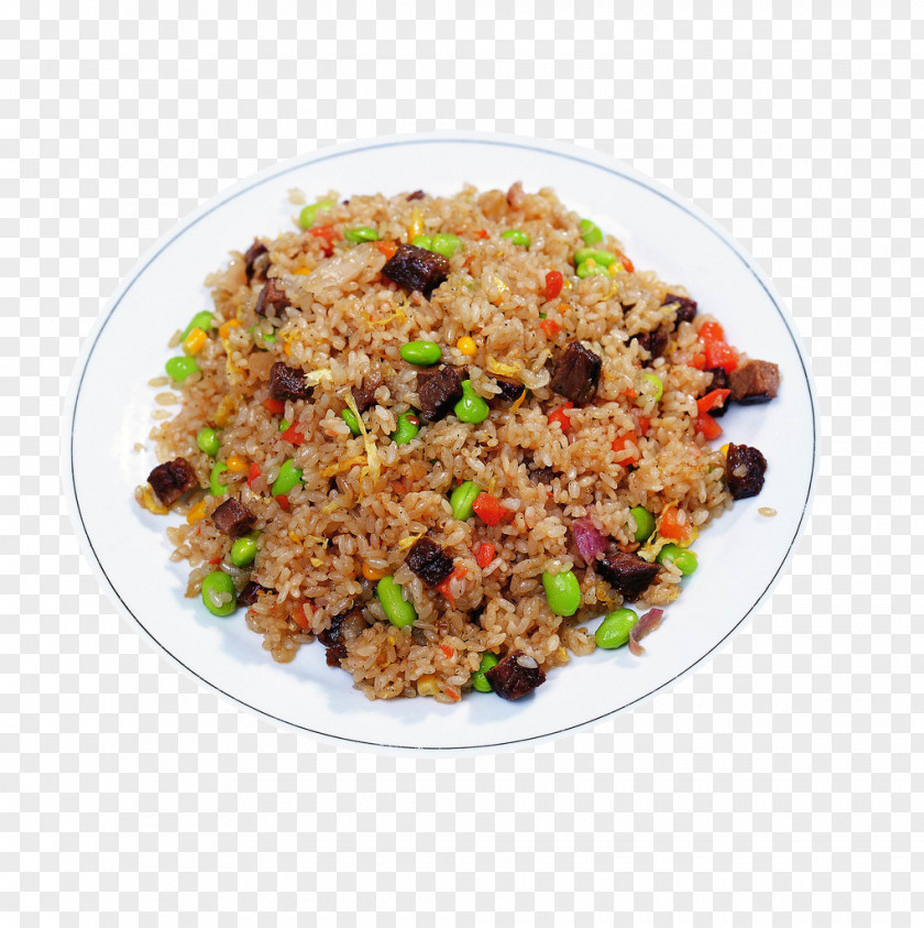 Black Pepper Beef, Green Beans And Carrot Fried Rice Fast Food Pilaf Cooked PNG