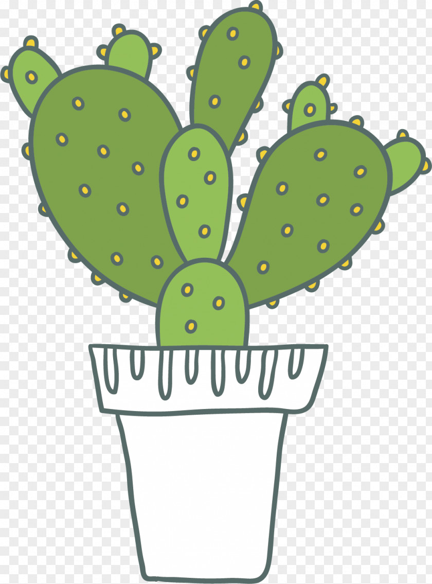 Vector Hand-painted Green Cactus Cactaceae Yellow PNG