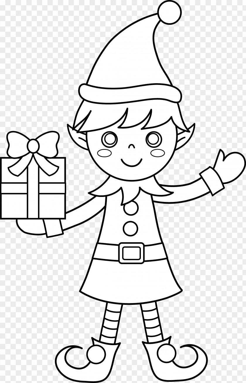 Page Clipart The Elf On Shelf Santa Claus Christmas Coloring Book PNG