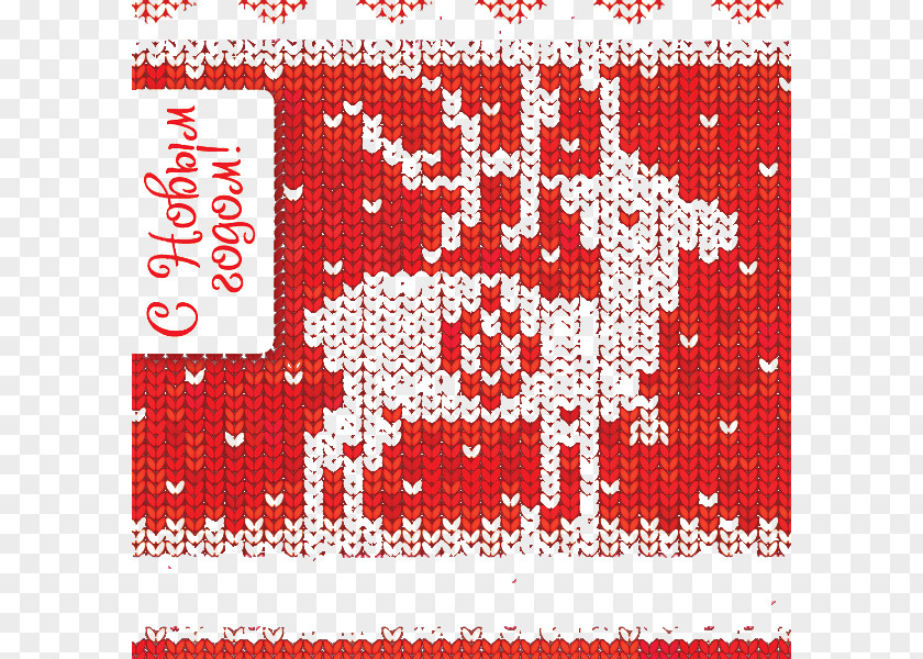 Creative Knitting Red Reindeer Cross-stitch PNG