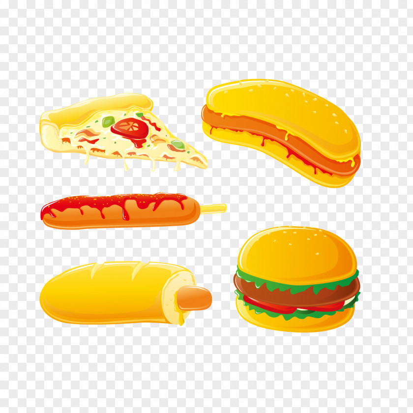 Vector Hamburger Pizza And Hot Dogs Dog Sausage Fast Food PNG