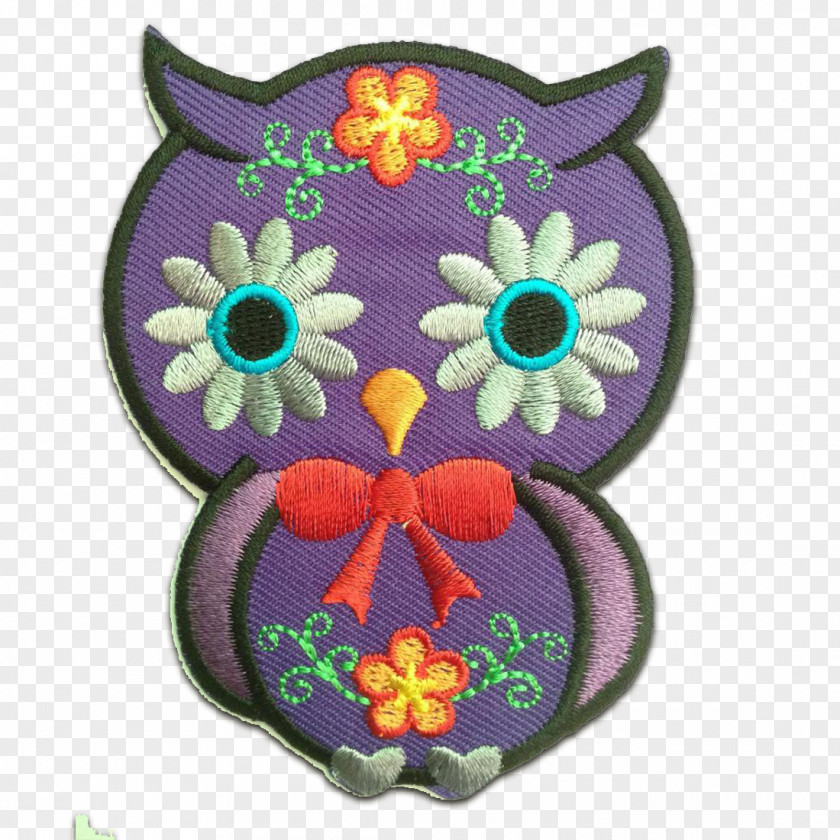 Eulelila Owl Embroidered Patch Appliqué Embroidery Iron-on PNG