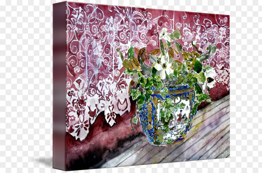 Watercolor Lace Floral Design Gallery Wrap Canvas Still Life Picture Frames PNG