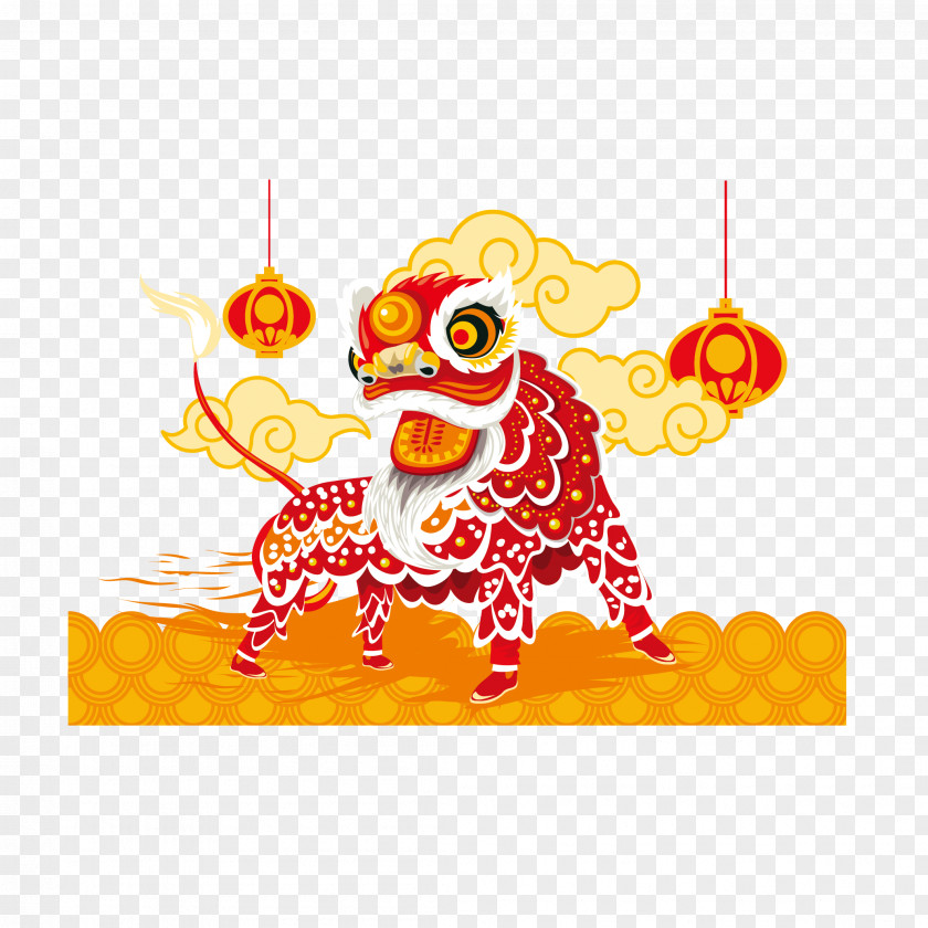 Clouds Above The Lion Dance Chinese New Year Clip Art PNG