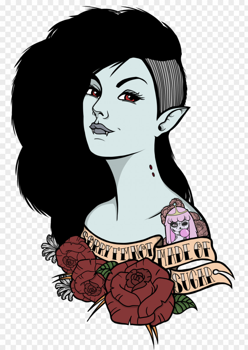 Finn The Human Marceline Vampire Queen Princess Bubblegum Tattoo PNG