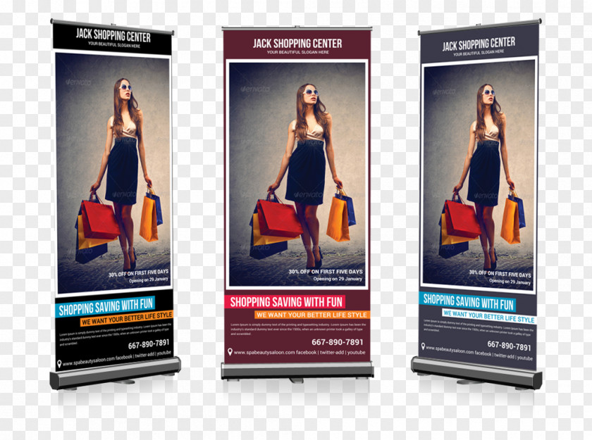 Roll Up Advertising Shopping Centre Web Banner PNG