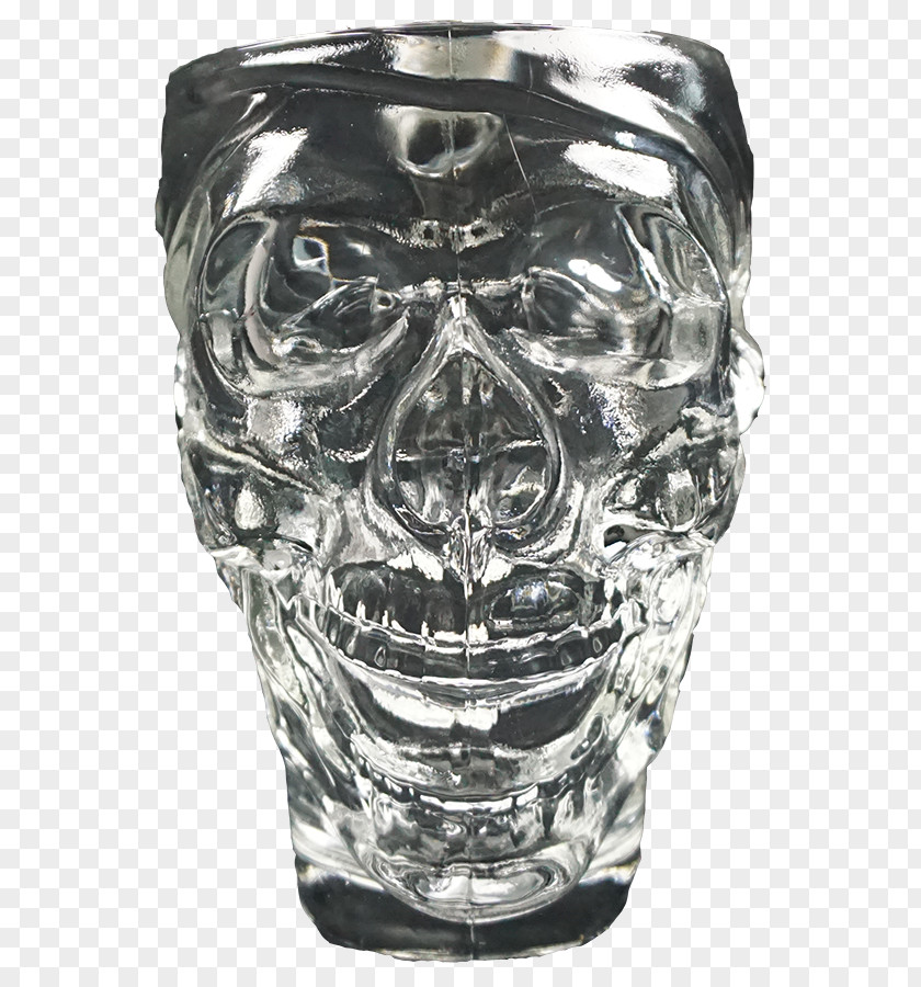 Glass Pint Mug Boneyard's Bloody Blend Skull PNG