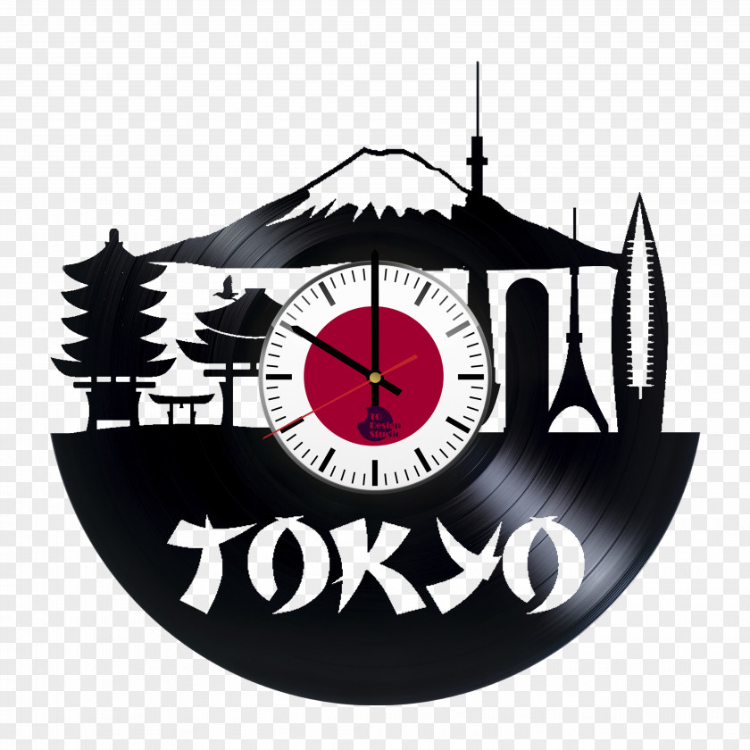 Tokyo Tower Clock Phonograph Record Wall Decal PNG