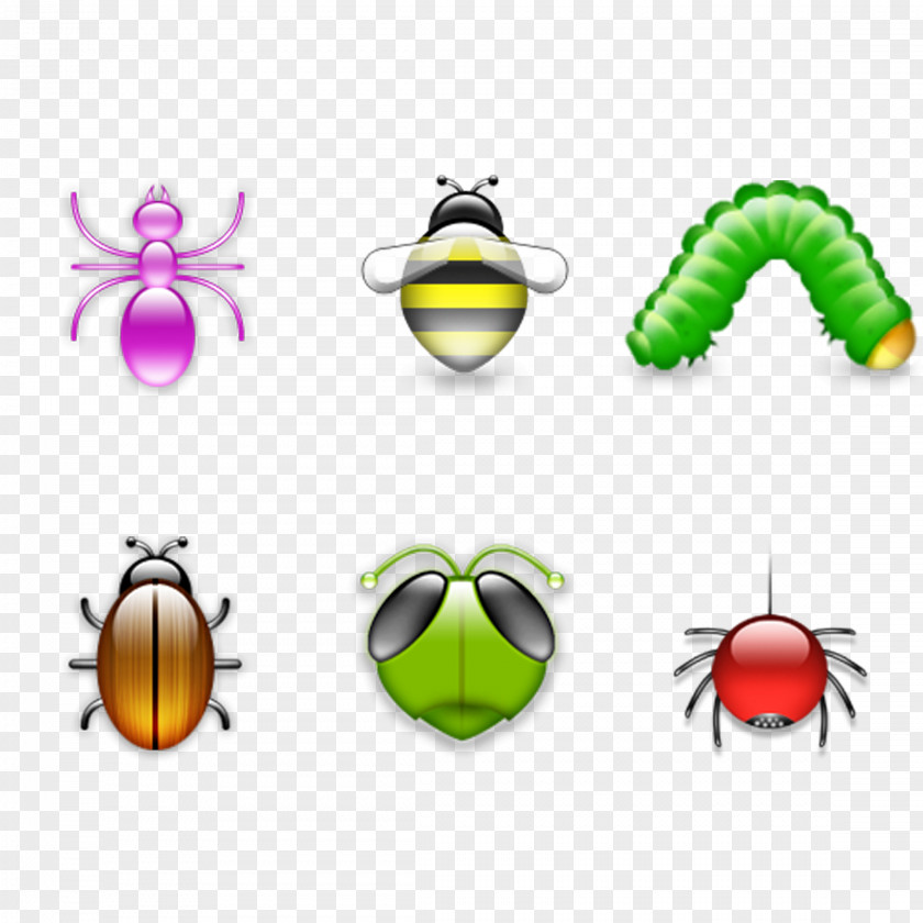 3d,Fluorescent Insects Web Template Icon PNG