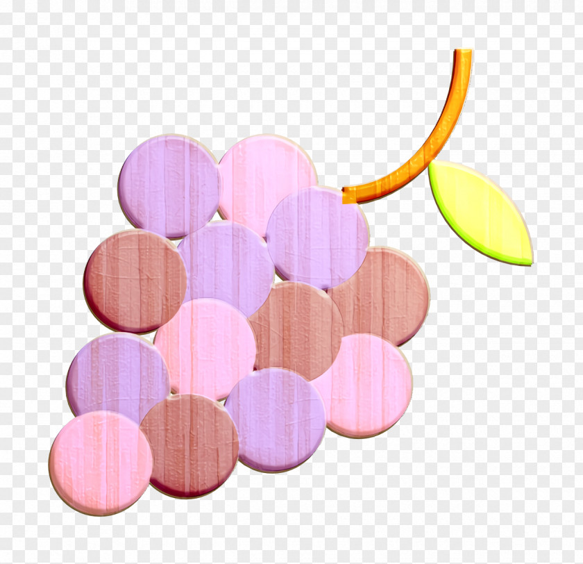 Pink Gastronomy Set Icon Fruit Grapes PNG