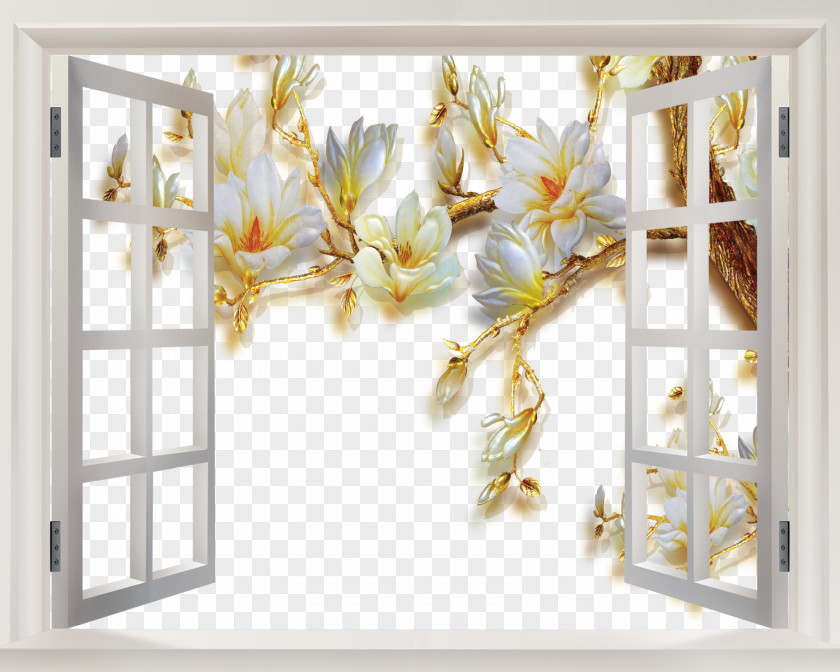 Windows Magnolia Window Sticker PNG