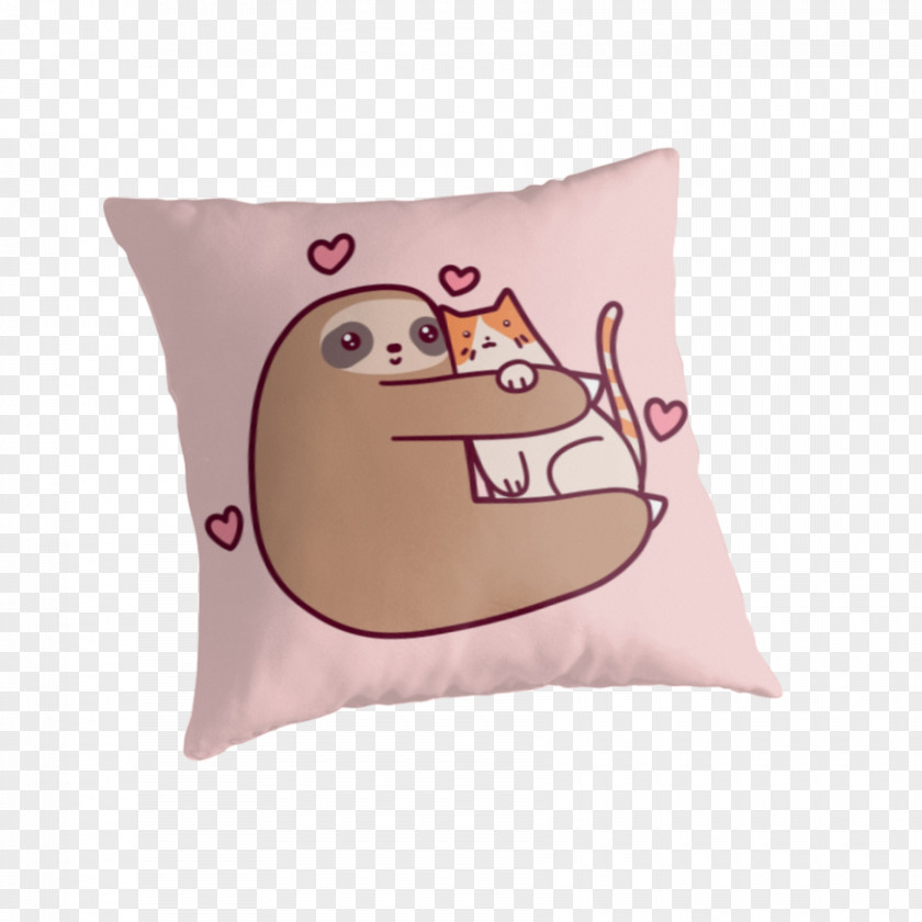 Cat Art Throw Pillows Sloth PNG