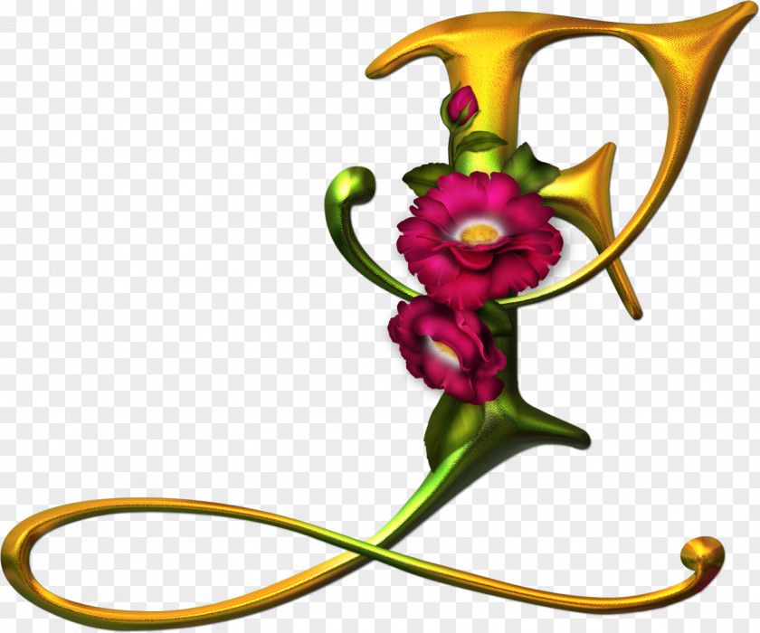 J Flower Gothic Alphabet Letter Floral Design PNG