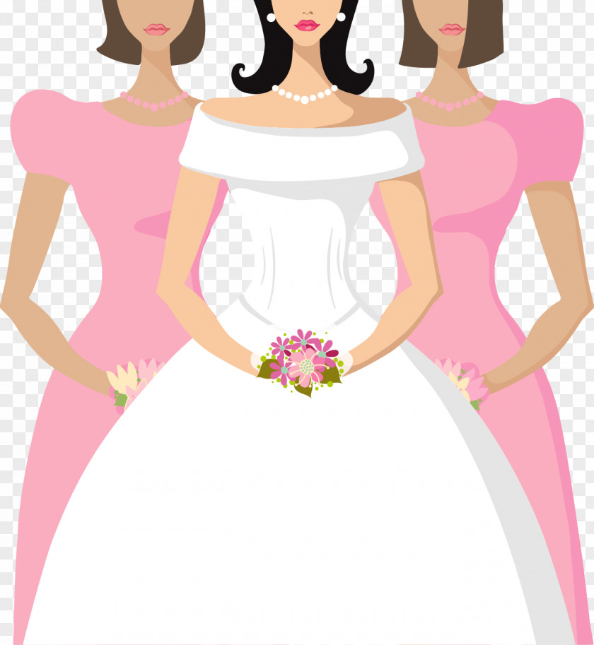 Vector Hand-painted Bride Bridesmaid Wedding Invitation PNG