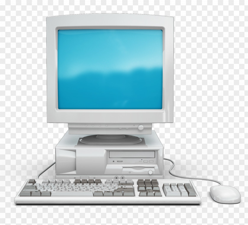 Old Computer Display Keyboard Monitor Desktop PNG