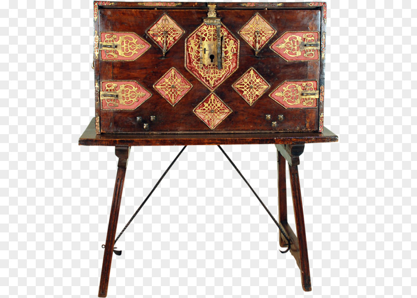 Table Bargueño Desk 16th Century Antique PNG