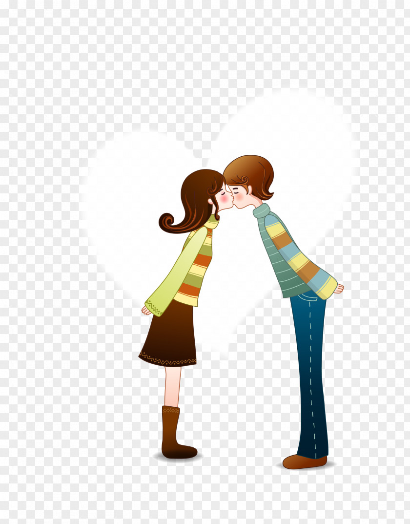 Vector Color Cartoon Kiss Couple Love Romance Valentines Day Quotation Saying PNG