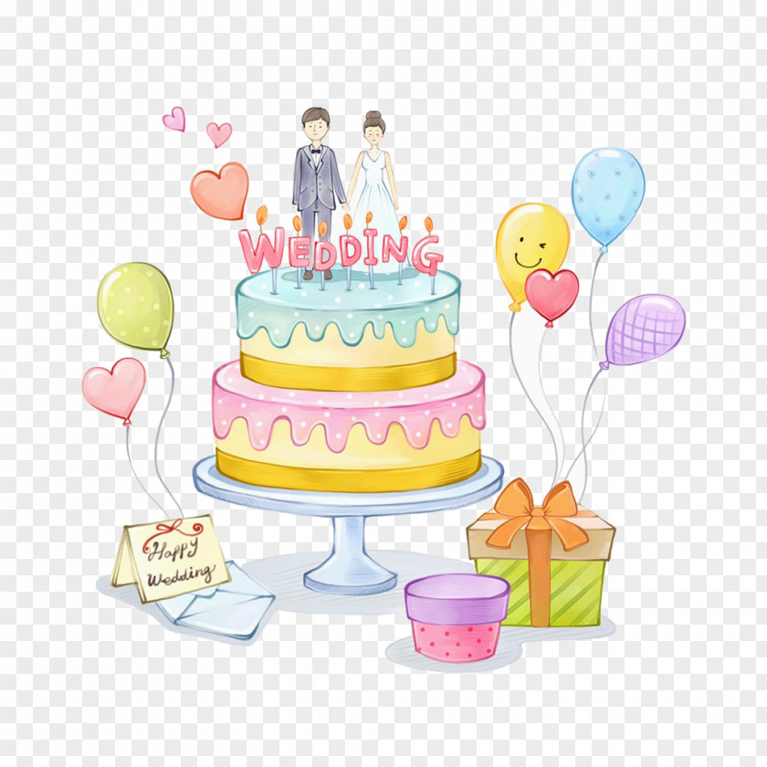 Wedding Cake Illustration Marriage Anniversary PNG