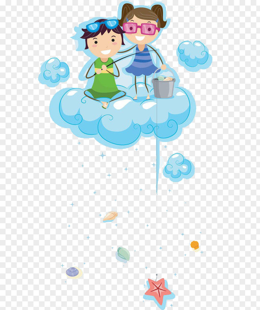 Fishing In The Clouds Above Rod Child Clip Art PNG