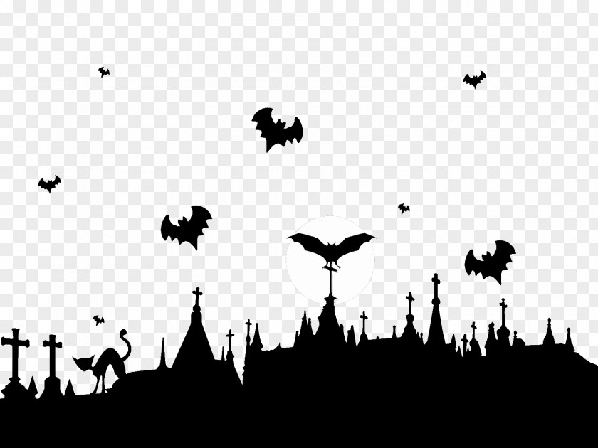 Graveyard And Flying Bats PNG and Bats, bat cartoon illustration clipart PNG